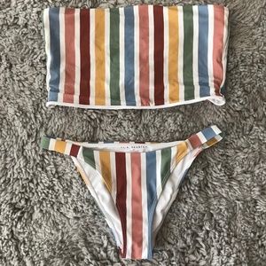 LA Hearts Stripe Aster Thick Strap Bikini